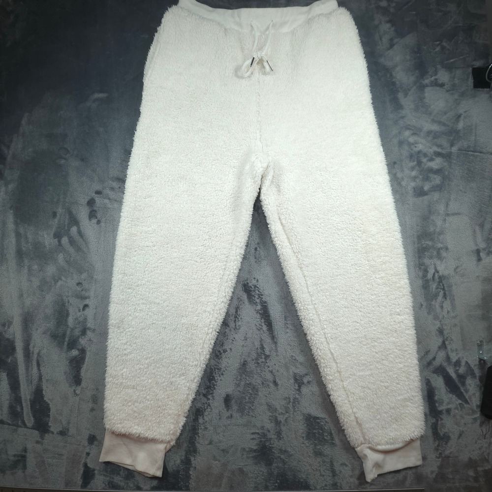 Juicy Couture Sleepwear Cream Sherpa Joggers Gold Logo Pajama Pants Small